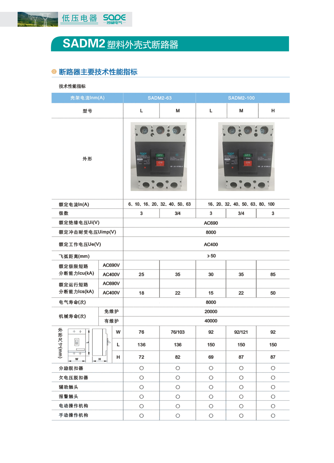 sadm2塑料外壳式断路器