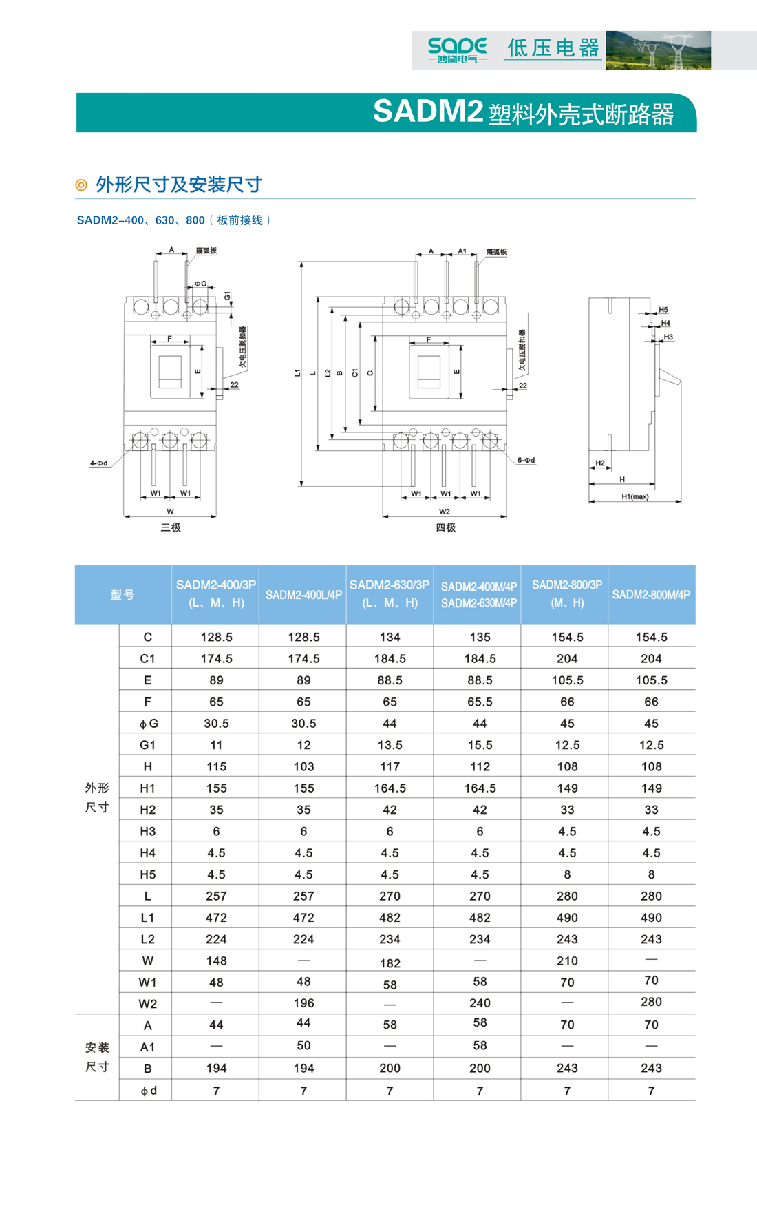 sadm2塑料外壳式断路器