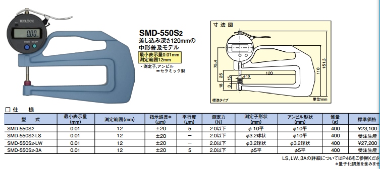 TECLOCK得樂數(shù)顯測厚儀SMD-550S2-3A