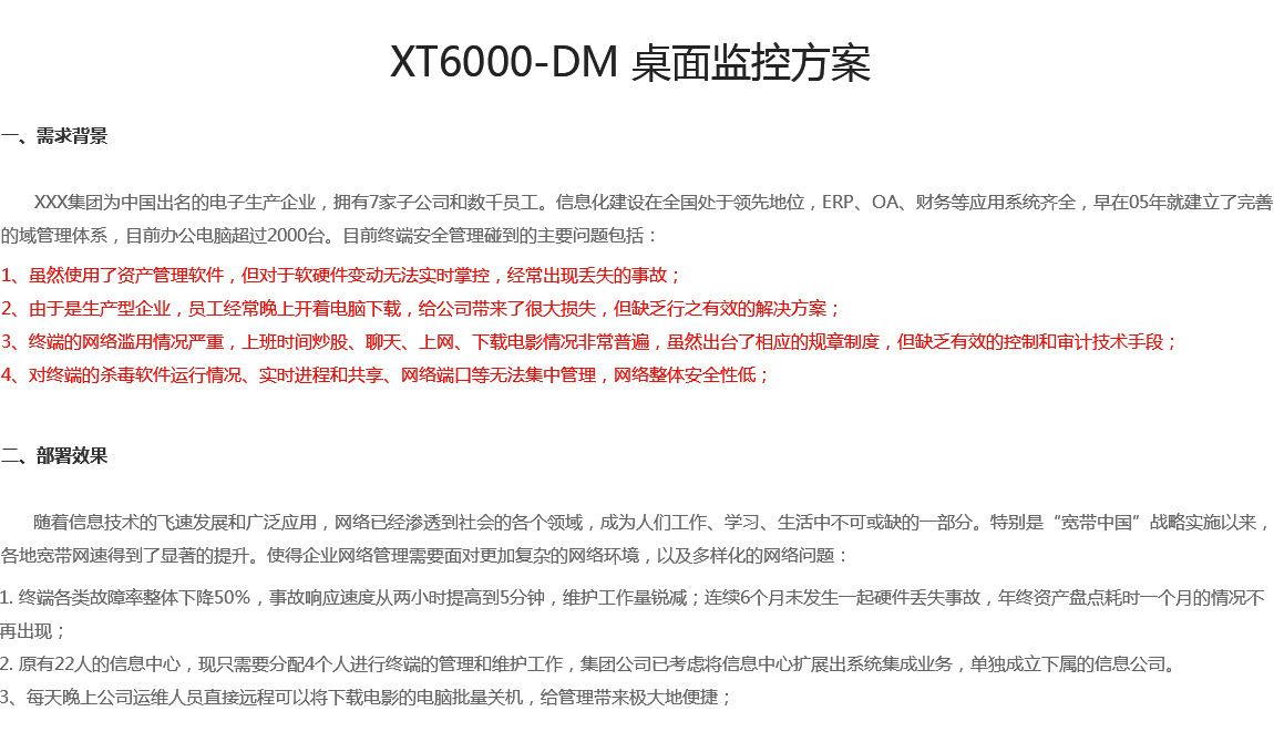 XT6000-DM 桌面監(jiān)控方案