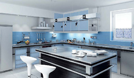 厨房颜色搭配案例之蓝色
