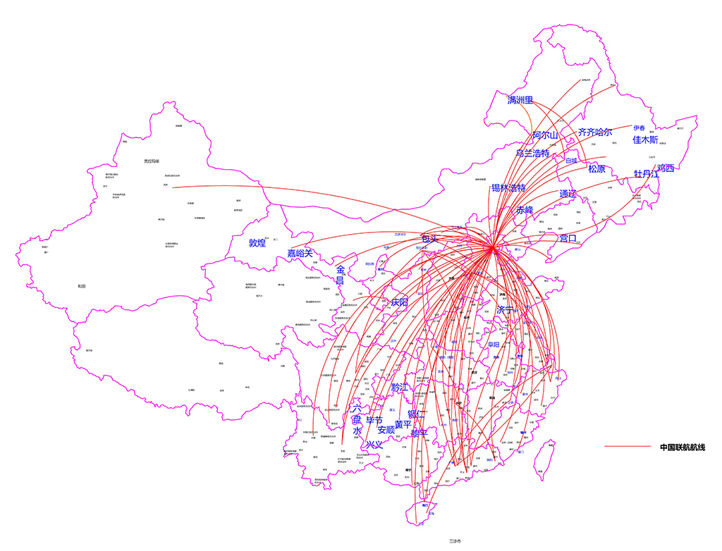 中国联航航线示意图