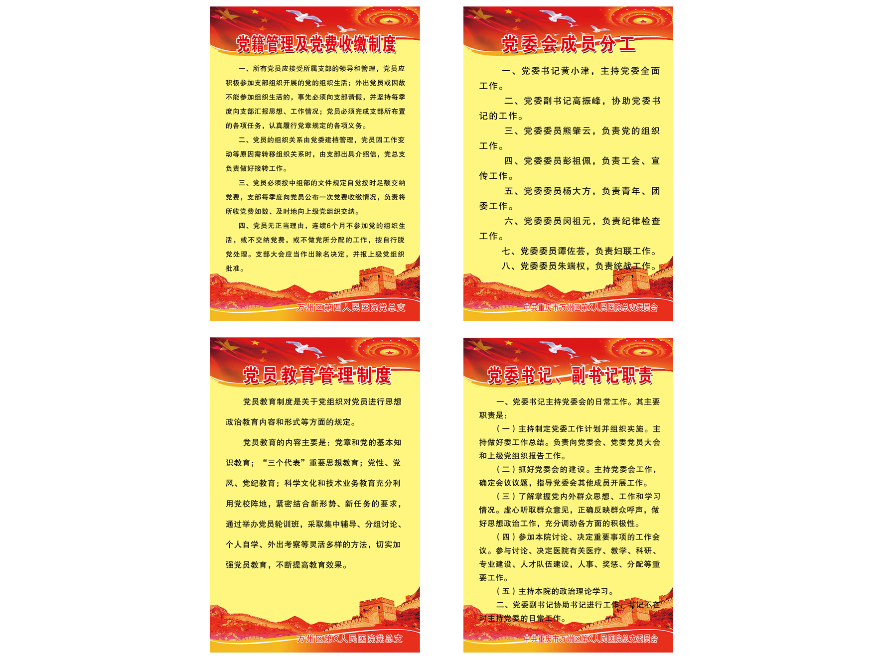 医院制度 党建背景 党员教育管理制度 党委书记副书记职责 党籍管理及