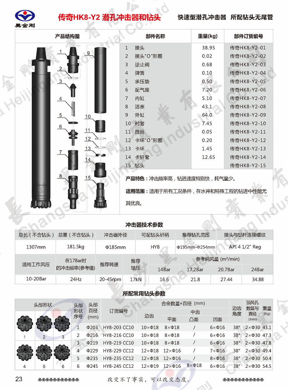 传奇k8-y2 潜孔冲击器