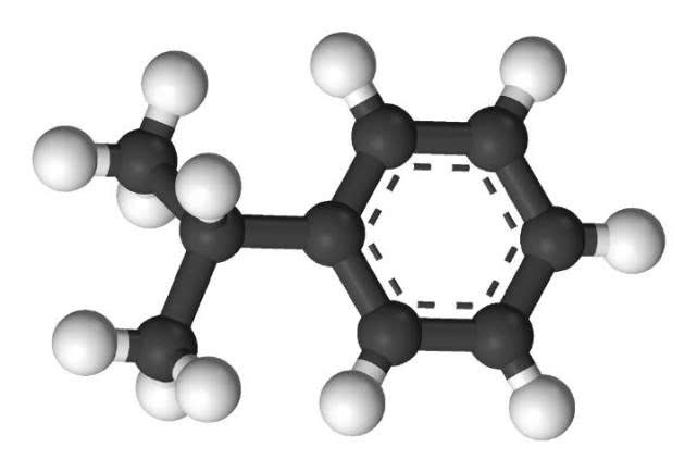 异丙苯的球棍模型   wikimedia commons