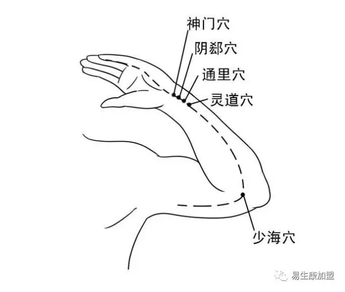 神门穴位置很深,需用大拇指的指节内侧用力掐按才能达到一定刺激量