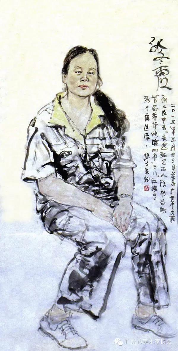 广州市美协人物画艺委会为环卫工作者送慰问,画肖像