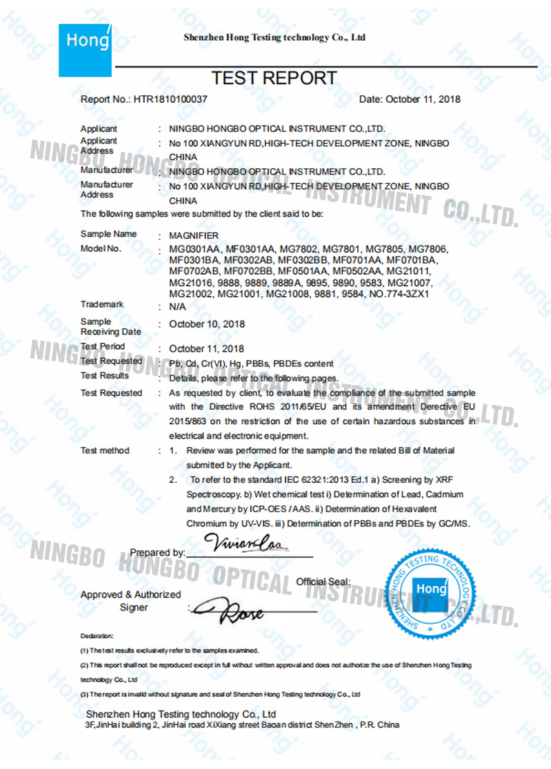 APPLICATION FOR LOW VOLTAGE DIRECTIVE On Behalf of