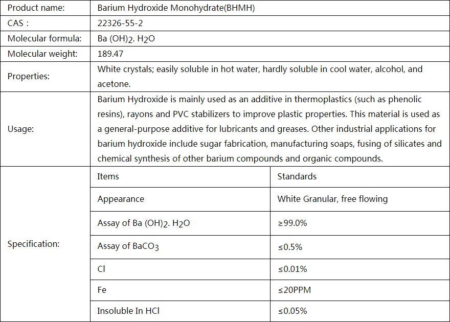 Barium Hydroxide Monohydrate(BHMH)