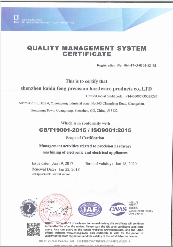 Quality Management System Certification