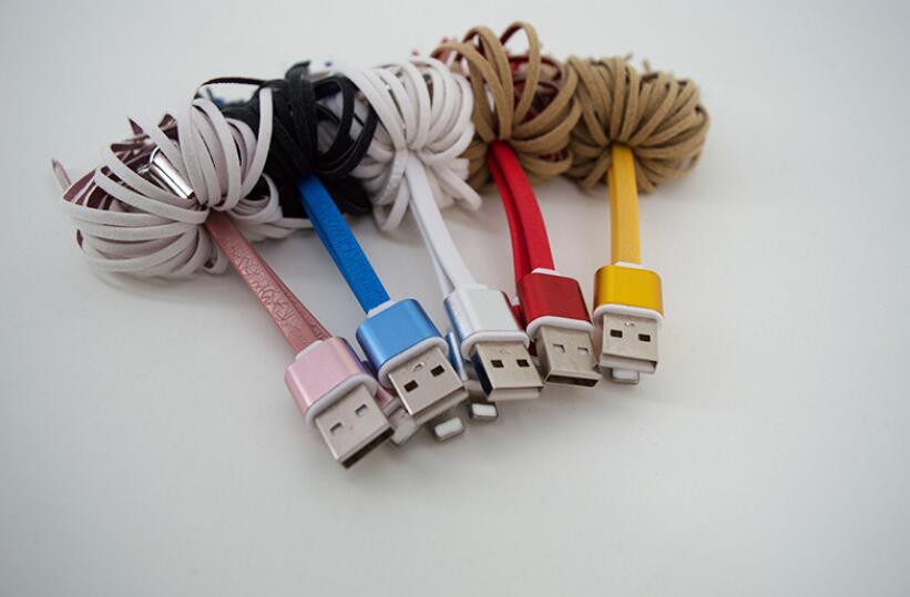 Leather fringed key buckle data charging cable