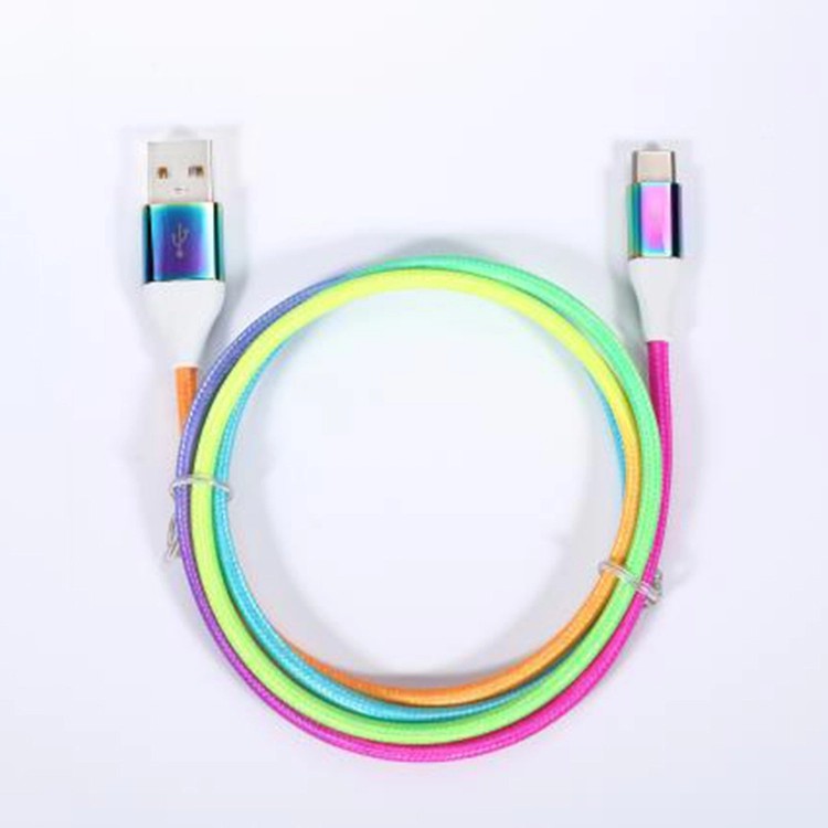 USB Mobile Data Charger Cable Rainbow TypeC