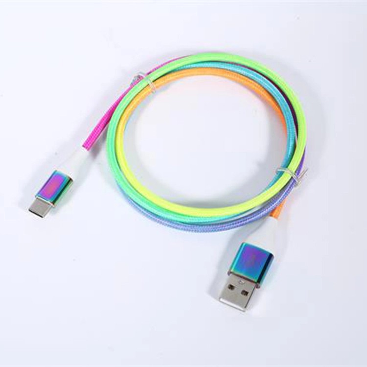 USB Mobile Data Charger Cable Rainbow TypeC