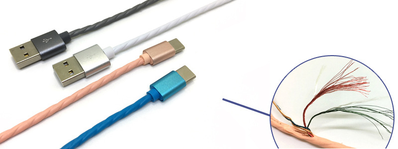 USB Mobile Data Charge Cable Wave  lighting