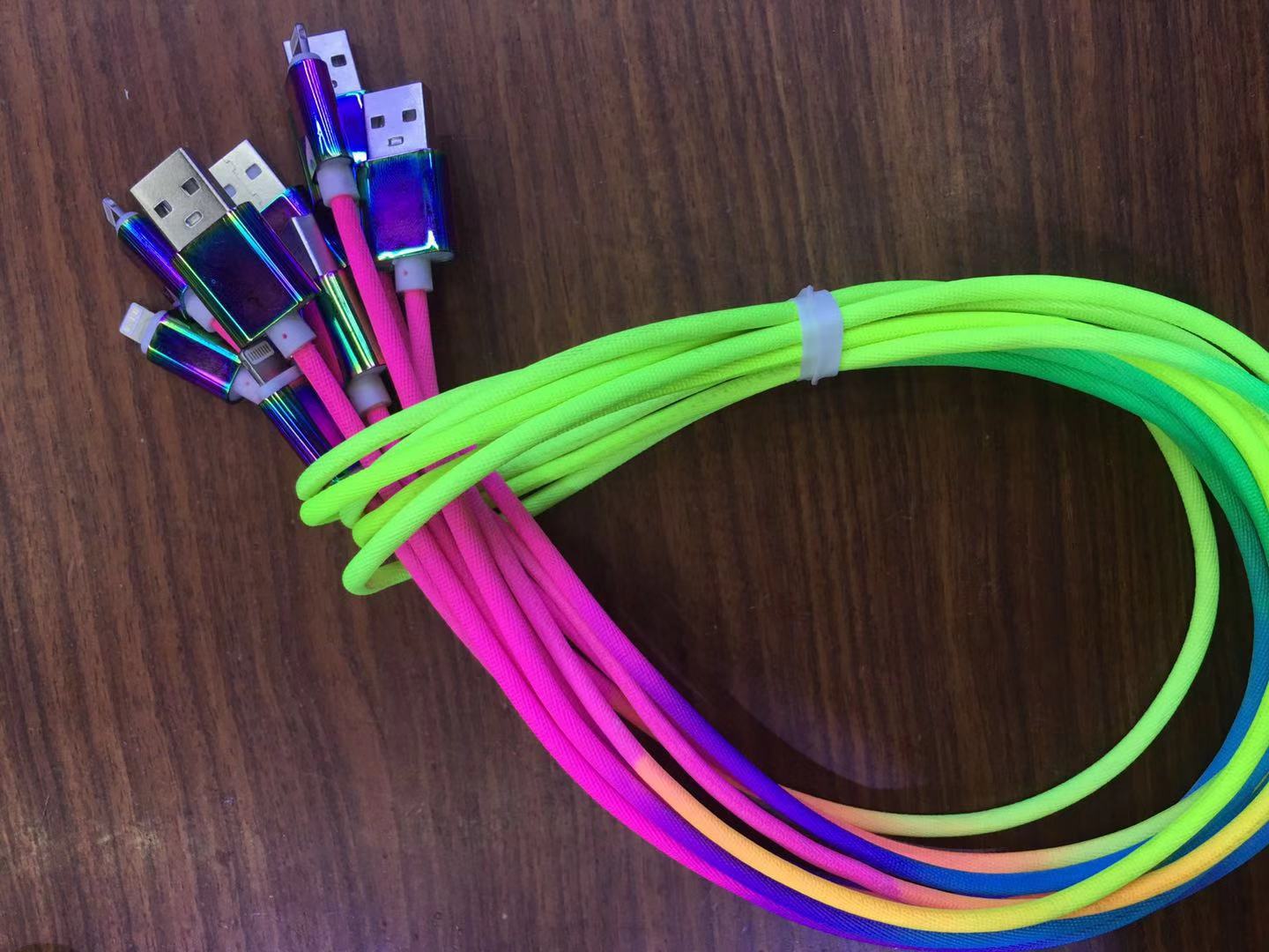 USB Mobile Data Charger Cable Rainbow lighting