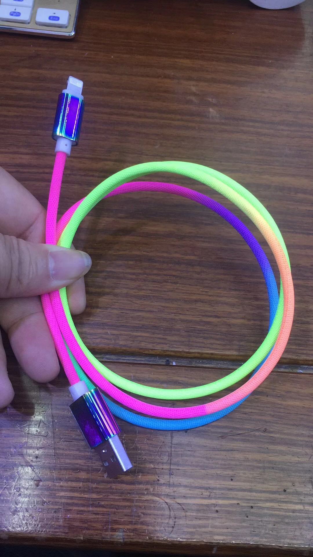 USB Mobile Data Charger Cable Rainbow lighting