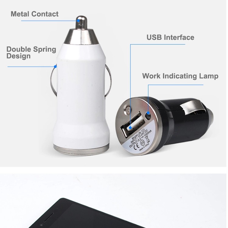 USB Car Charger Mini Bullet