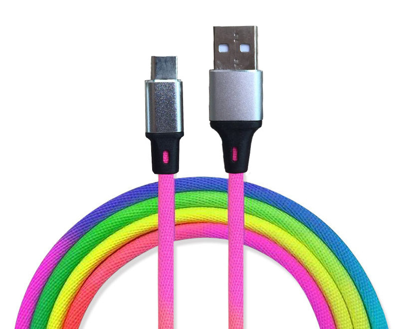 USB Mobile Data Charger Cable Rainbow TypeC