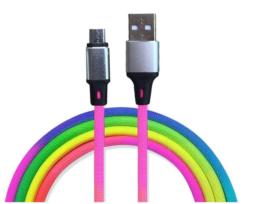 USB Mobile Data Charger Cable Rainbow  Micro