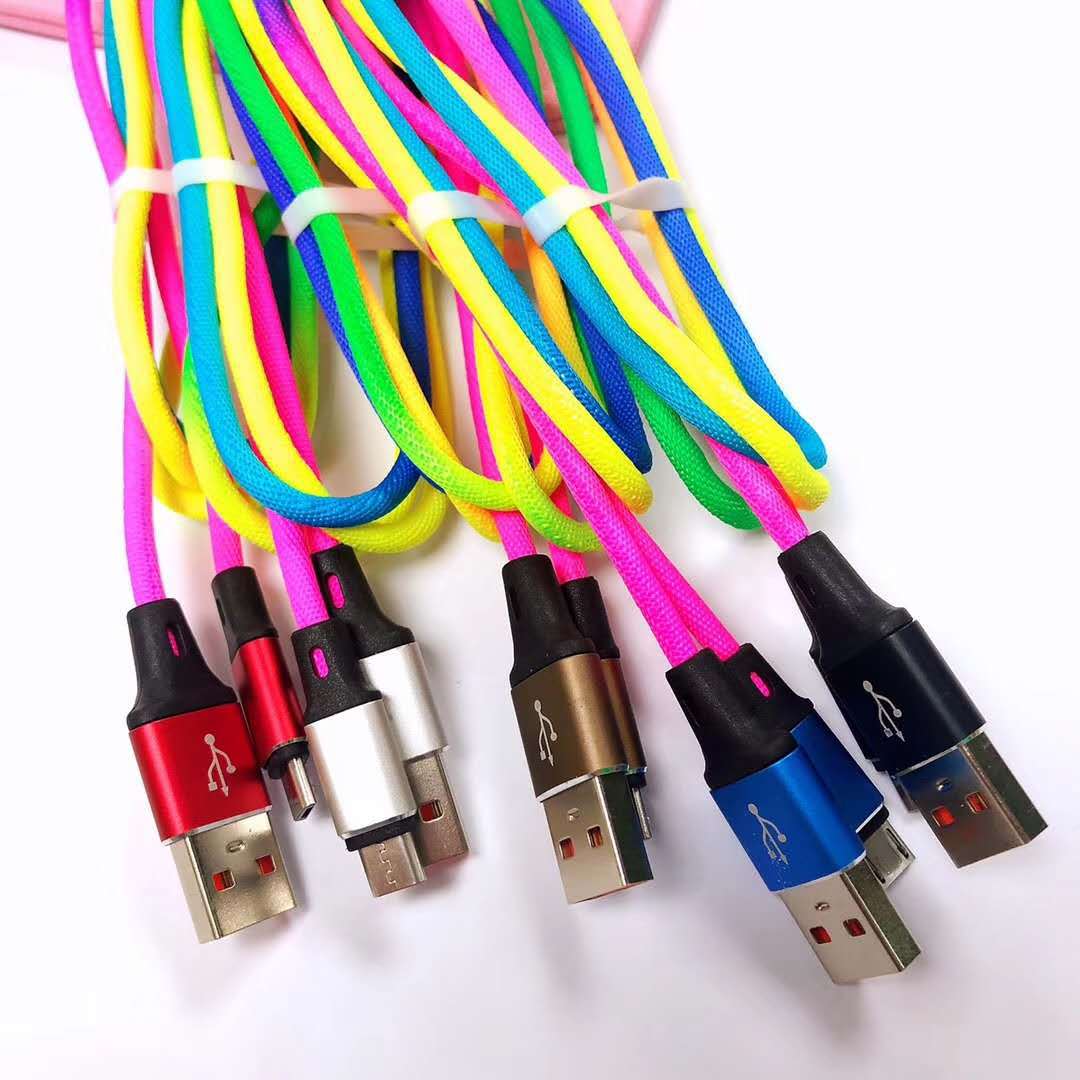 USB Mobile Data Charger Cable Rainbow  Micro