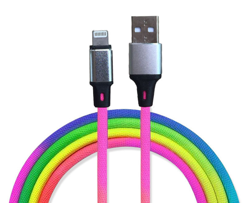 USB Mobile Data Charger Cable Rainbow lighting