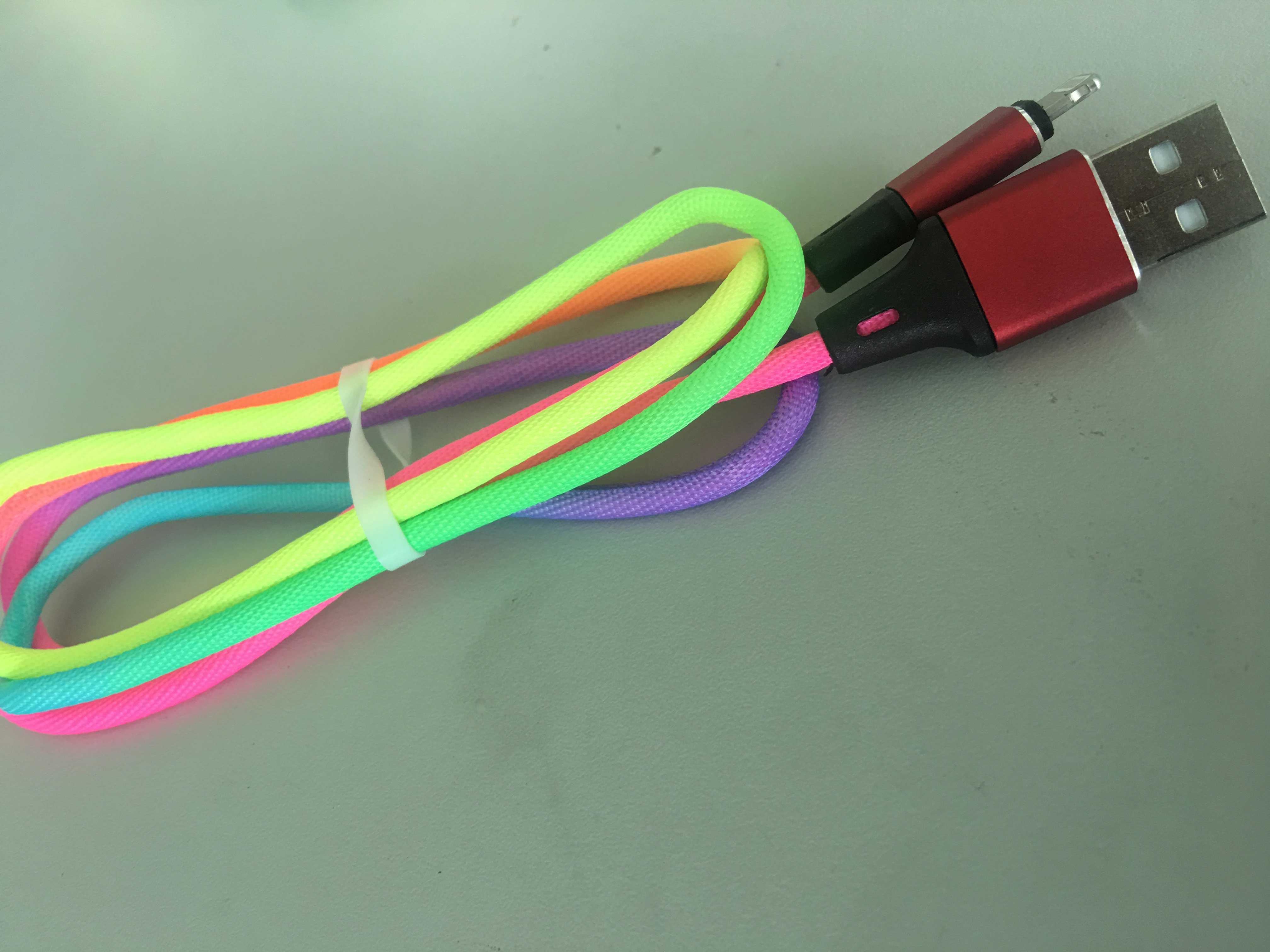 USB Mobile Data Charger Cable Rainbow lighting