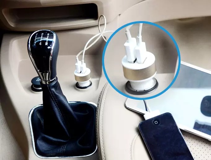 USB Car Charger Round 2ports