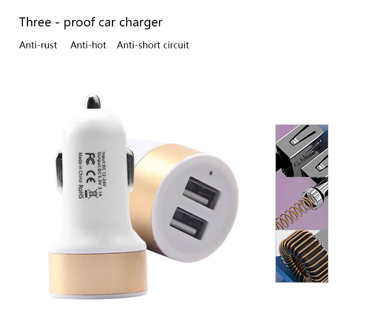 USB Car Charger Round 2ports