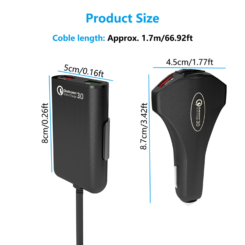 QC3.0 USB Car Charger with 4ports