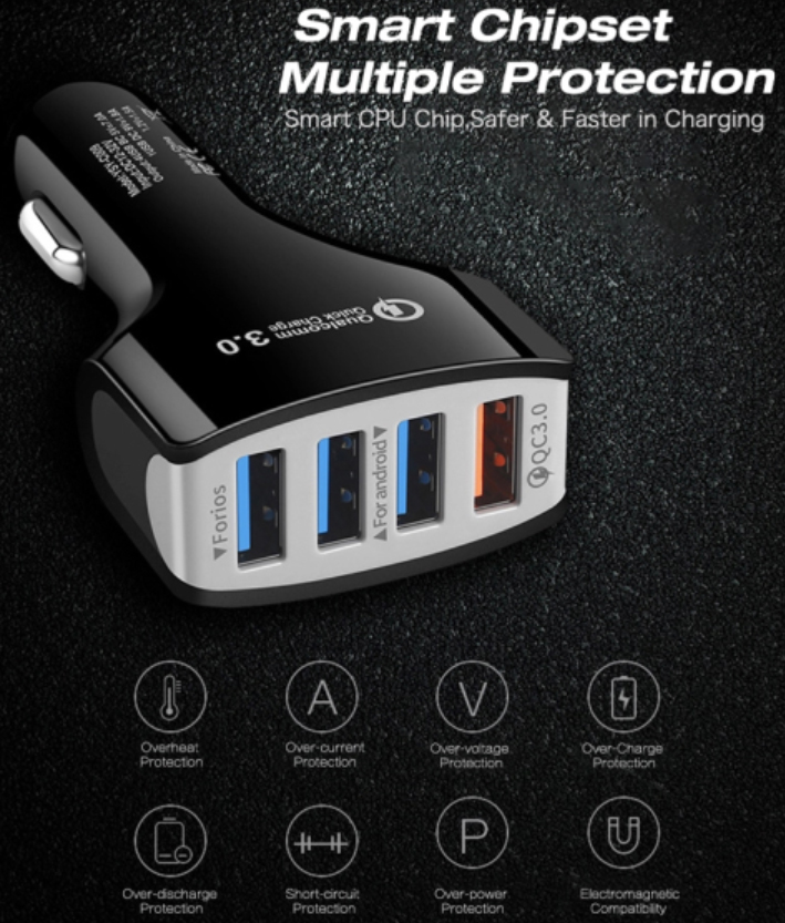 QC3.0 USB Car Charger 4ports