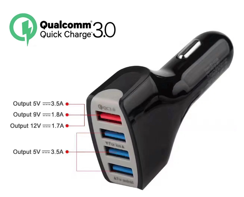 QC3.0 USB Car Charger 4ports