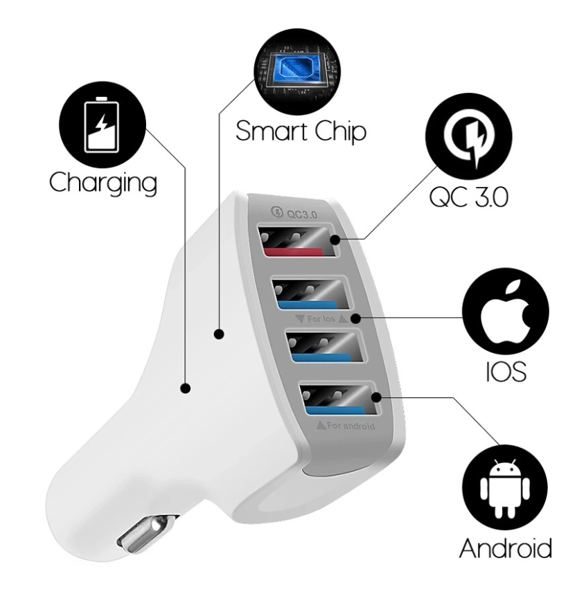 QC3.0 USB Car Charger 4ports