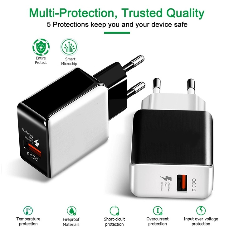 QC3.0  USB Quick Charger for Mobile European type