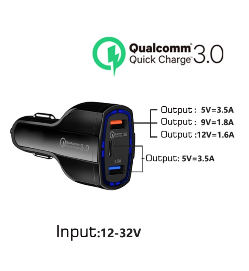 QC3.0 USB Charger with type C