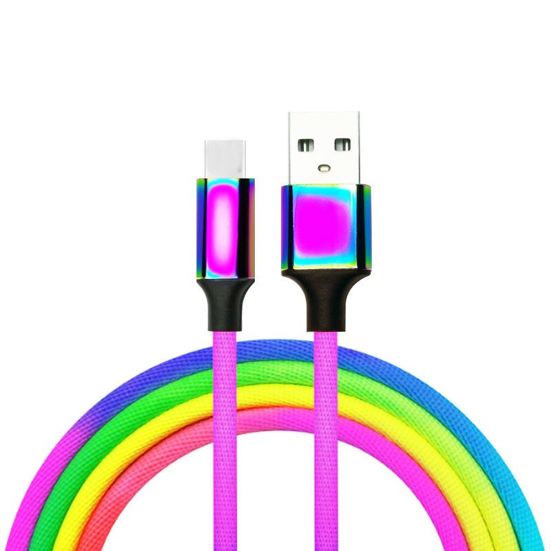 USB Mobile Data Charger Cable Rainbow TypeC