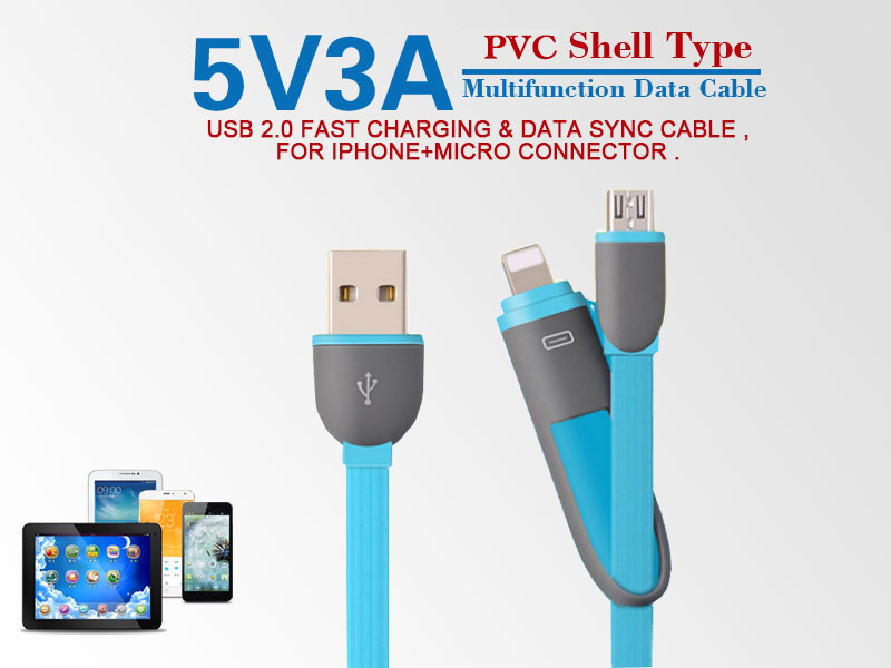 USB Micro+ lighting data cable Flat