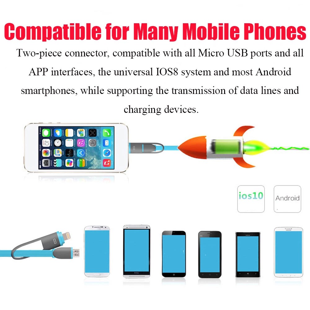 USB Micro+ lighting data cable Flat