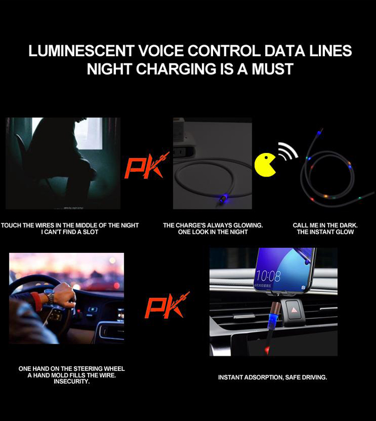 Magnetic Sound Controlled Luminescence data cable