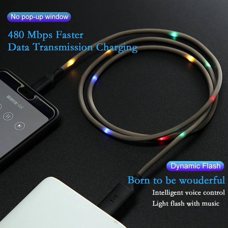 Music Sound Controlled Luminescence Usb Data Cable 