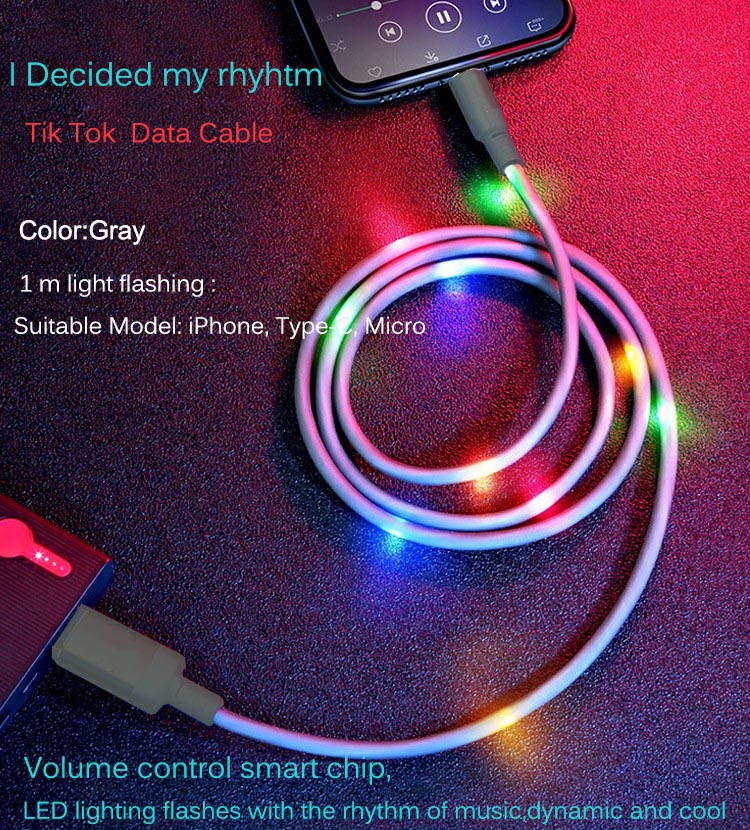 Music Sound Controlled Luminescence Usb Data Cable 