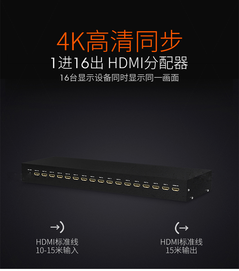 迈拓MT-SP1016 高清HDMI分频器4K*2K（ 1进16出）