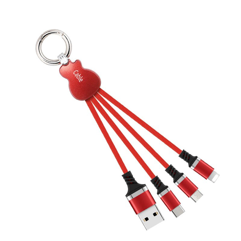 New trending Guitar design 3 in 1 keychain multi usb cable