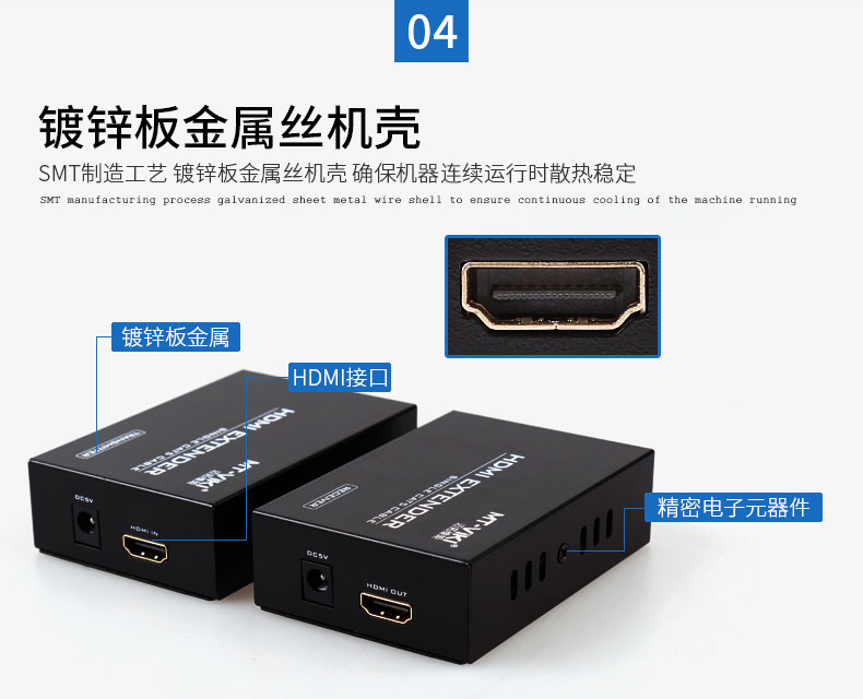 迈拓MT-ED06 HDMI信号放大器 延长器 HDMI转RJ45 单网线延长100米