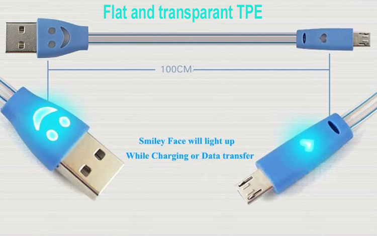 Smiling LED lighting data charging cable Micro