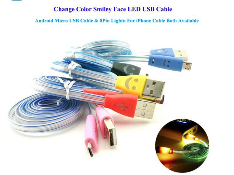 Smiling LED lighting data charging cable Micro