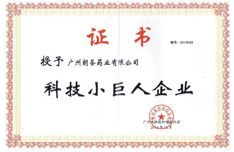 科技小巨人企業證書