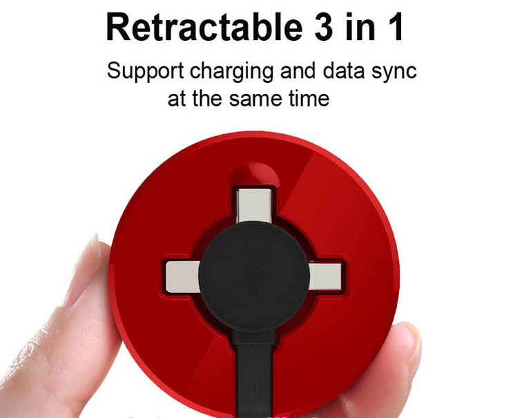 Retractable cable 3 in 1