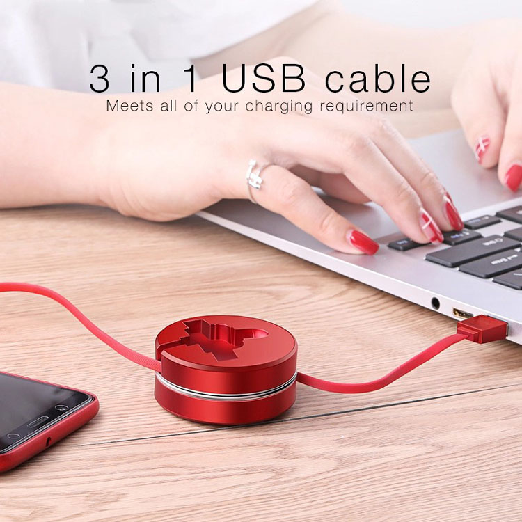 Retractable cable 3 in 1