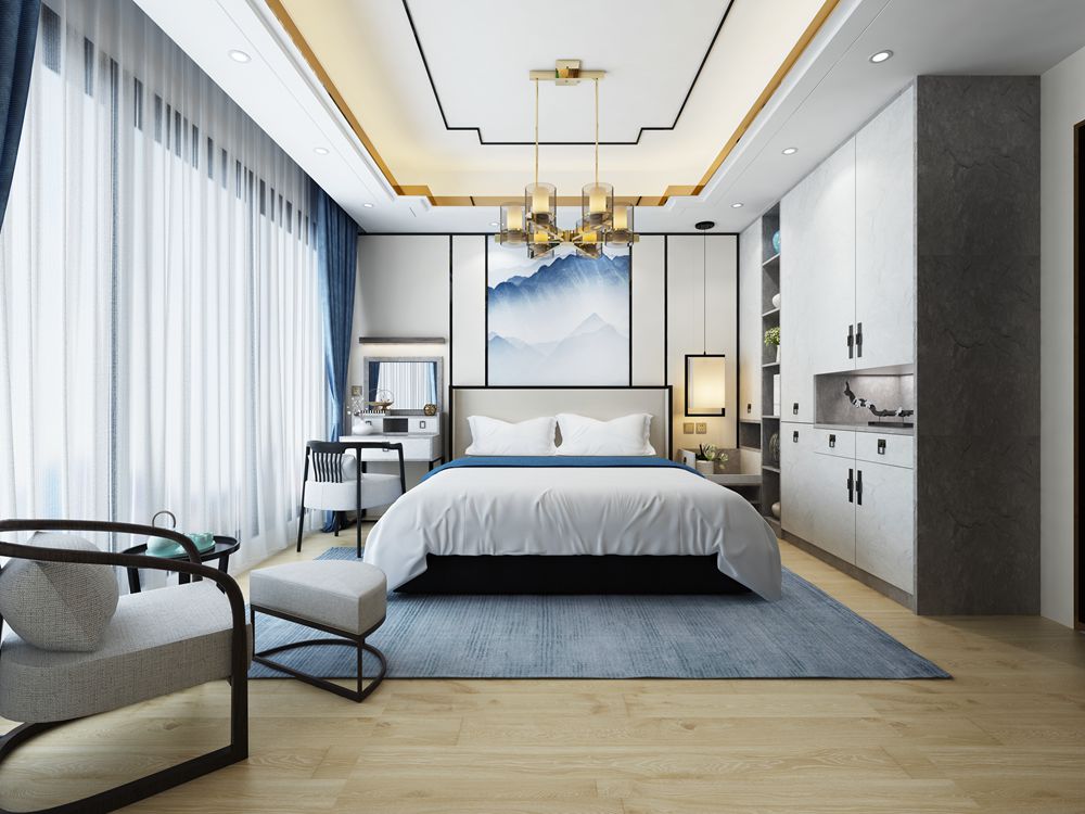 新中式水墨清华系列卧室空间布局图