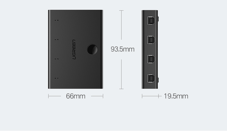 绿联30346-4口打印共享器-手动切换器四台电脑连接打印机4进1出